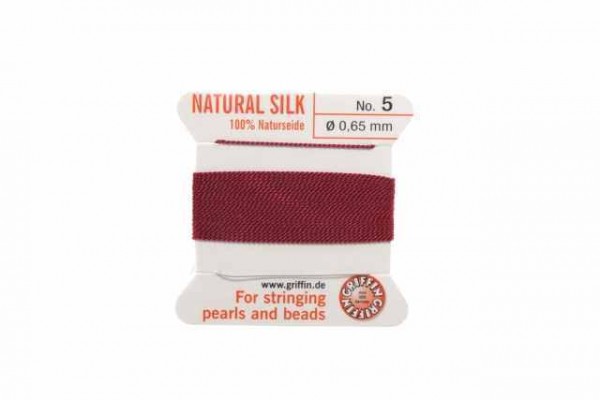 Aufziehseide No.5, 0,65mm/2m mit Nadel, bordeax