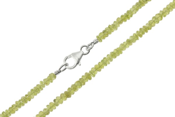 Buttonkette facettiert 4mm/45cm Karabiner Sterlingsilber 925, Peridot