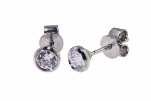 Ohrstecker 18k WG, Zarge, 2 Brillanten 0,50ct, W-vsi, Diamant