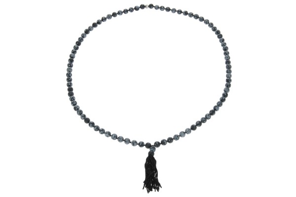 Kugelkette 8mm/77cm aus mattem Schneeflockenobsidian und Onyx