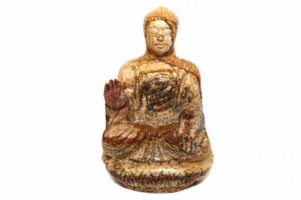 Gautama Buddha sitzend 50x75mm, Landschafts-Jaspis