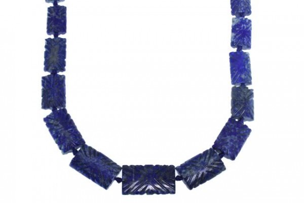 Rechteckstrang graviert 10-20x20-30mm/45cm, Lapislazuli matt