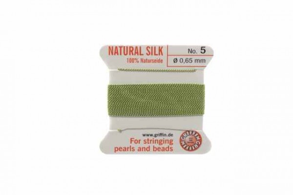 Aufziehseide No.5, 0,65mm/2m mit Nadel, peridotgrün