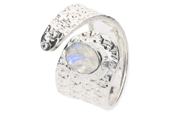 Labradorit weiß Ring Pepita 5-14mm oval, facettiert Silber 925