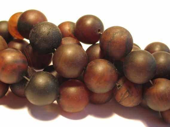 Kugelstrang 20mm/40cm, Achat rot-schwarz gefärbt matt