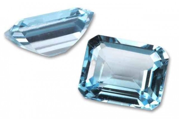 Smaragd-Schliff 5x7mm, Topas sierra sky blue