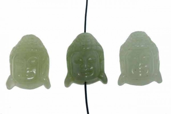 Buddha-Kopf 25x35mm mit 2mm-Bohrung , China Jade