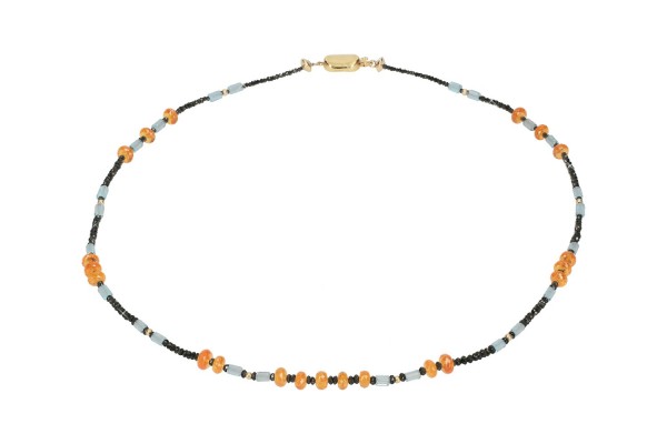 Damen Designkette 2-7mm/56cm, Diamant, Topas, Granat, Schließe GG 18k