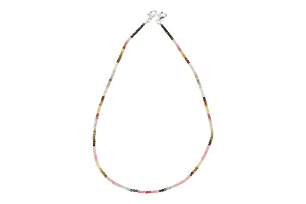 Maskenhalter mit facettierten Turmalin Kugeln 2,3mm/46cm mit 13mm Karabinern aus Sterlingsilber