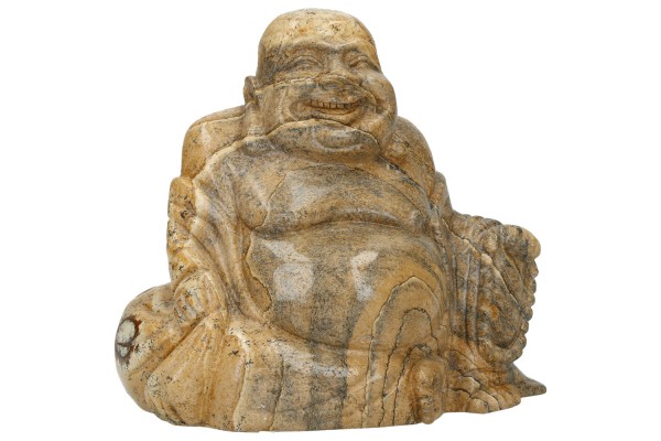 Buddha mit Mala und Bündel 130x100x70mm, Landschafts-Jaspis