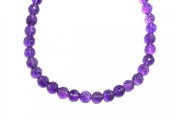 Kugelstrang facettiert 128-cut 9-9,5mm/40cm, Amethyst A