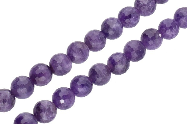 Kugelstrang 12mm/40cm facettiert 128-cut, Amethyst