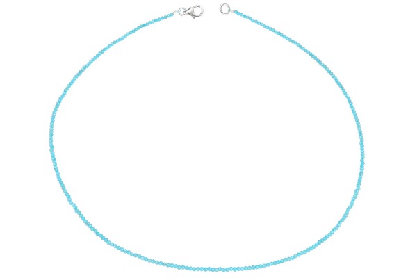 Kugelkette facettiert 2mm/44cm aus Apatit blau mit Silber-Karabiner