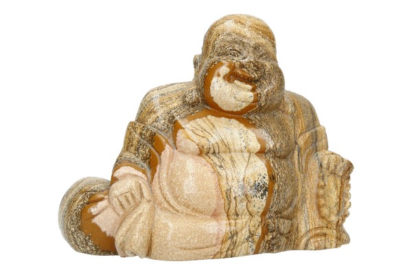 Buddha mit Mala und Bündel 165x125x85mm, Landschafts-Jaspis