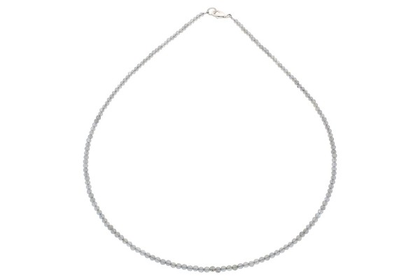 Kugelkette facettiert 2,5mm/45cm Karabiner Sterlingsilber 925, Labradorit