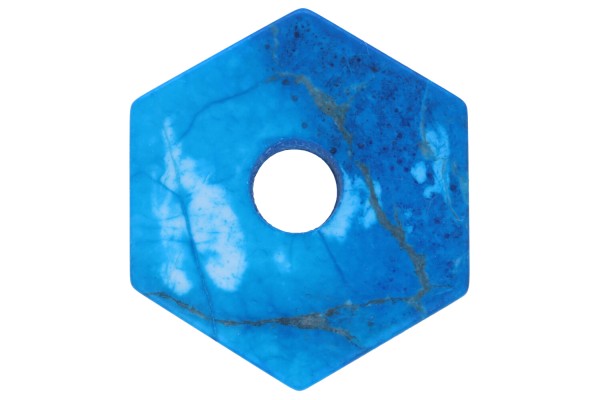 Glücksmünze Feng Shui 22x20x3.5mm aus blau gefärbtem Magnesit