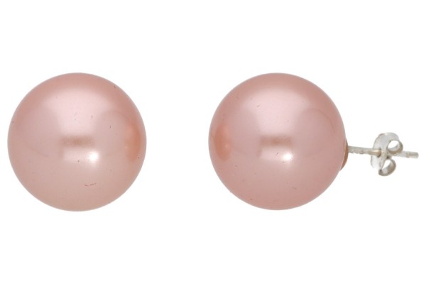 Ohrstecker 14mm rosé Shellbased Perle Silber 925