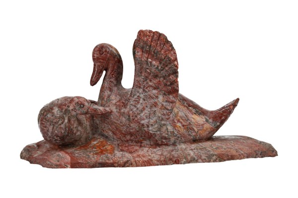 Enten-Paar 200x90x92mm, Leoparden-Jaspis