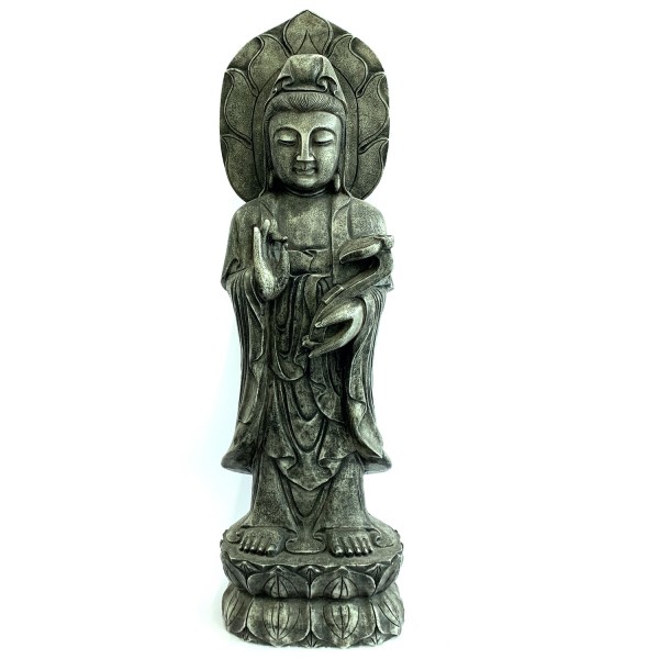 Guan Yin 30x100cm, China-Jade gebrannt (Serpentin)