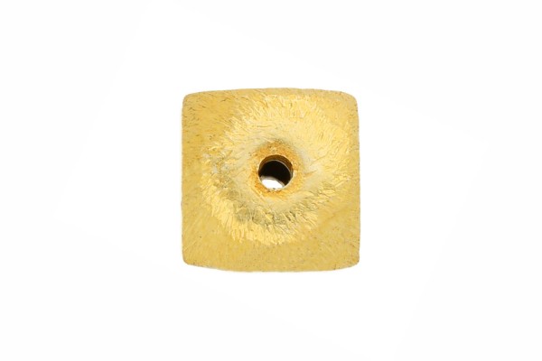 Würfel 8mm facettiert mittig gebohrt, Sterlingsilber vergoldet und gebürstet