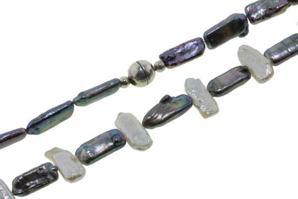 Collier 9x19-21-19mm/43cm Magnetschließe Sterlingsilber 925, Süßwasserperle