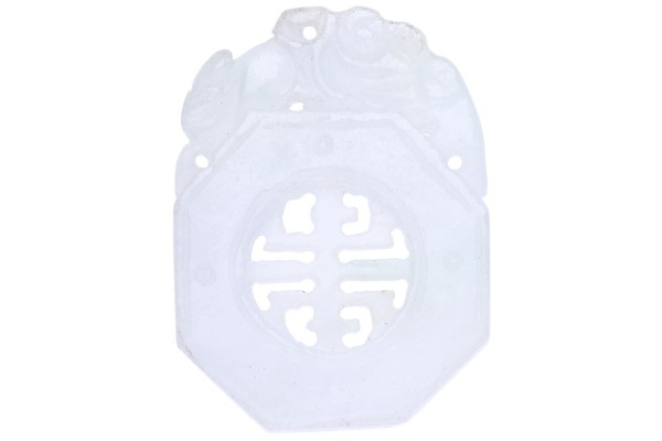 Amulett Feng Shui Münze 31x42mm aus hellgrüner Burma Jade