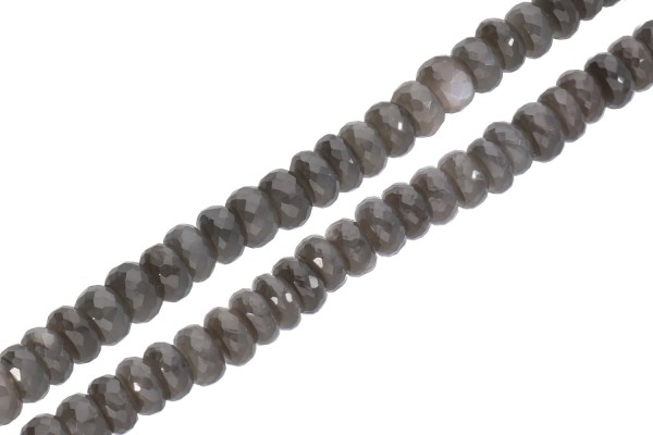 Buttonstrang facettiert 8,5mm/40cm, Mondstein grau