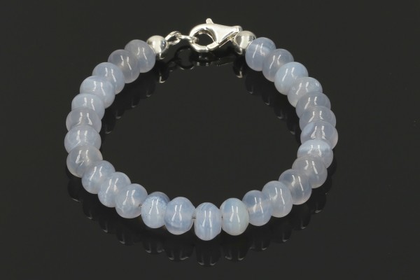 Button-Armband 8mm/18,5cm Chalcedon mit Silberkarabiner