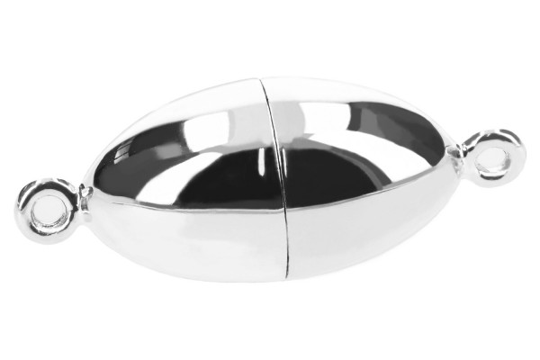 Magnetschließe Olive 10x26mm Silber poliert