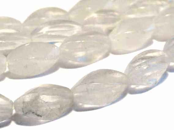 Twisted Beadstrang 8x17mm/40cm, Bergkristall