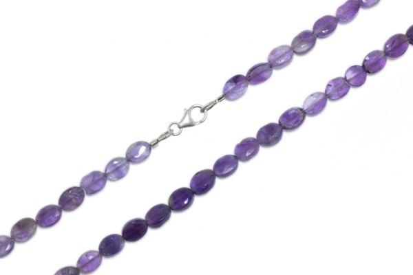 Damen Ovalkette facettiert 5x7-8mm/45cm Karabiner Sterlingsilber 925, Amethyst