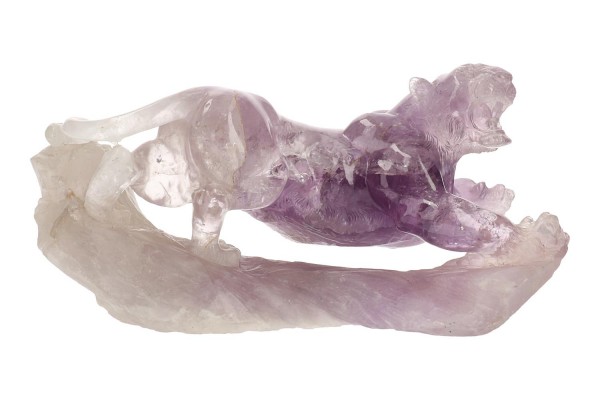 Tiger-Gravur 310x147x110mm, Amethyst