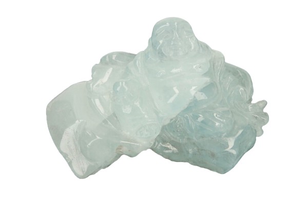 Buddha-Gravur 65x42x47mm aus Aquamarin