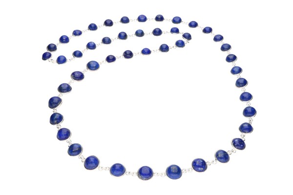 Endloskette 10mm/80cm runde Lapis-Cabochons in Silber 925