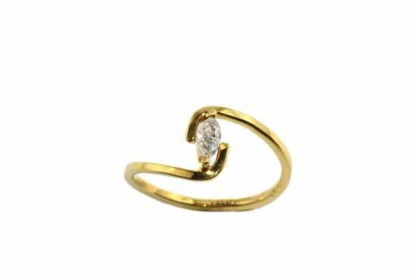 Ring 18K Gelbgold mit Diamant-Navette 0,20ct Größe 54
