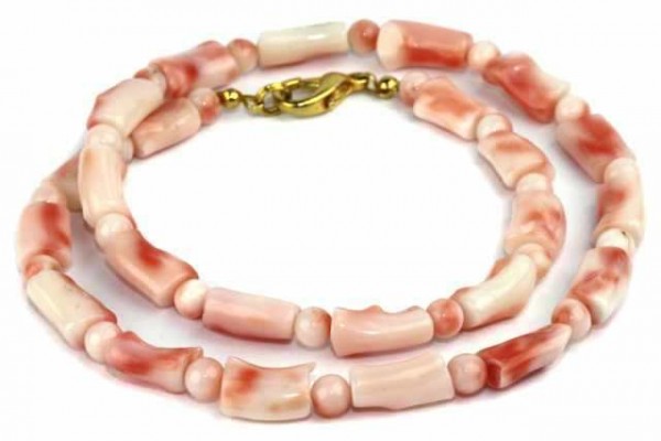 Collier 5-8mm/40cm Bone-shape/Kugeln, Koralle rosa