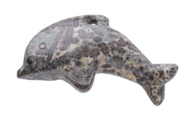 Delphin Anhänger 48x24x13mm aus Leoparden Jaspis