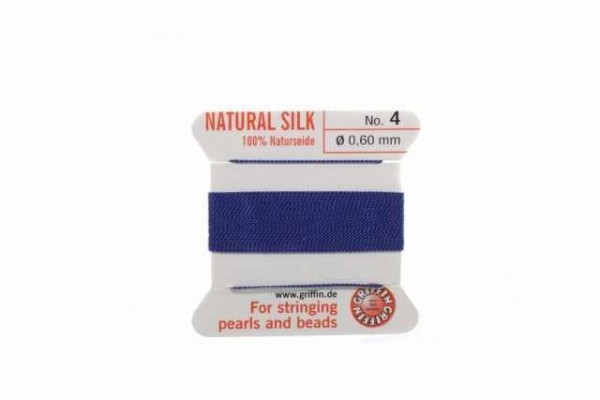Aufziehseide No.4, 0,60mm/2m mit Nadel, lapisblau