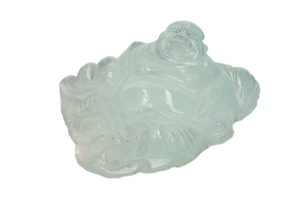 Buddha Gravur 68x70x36mm aus Aquamarin