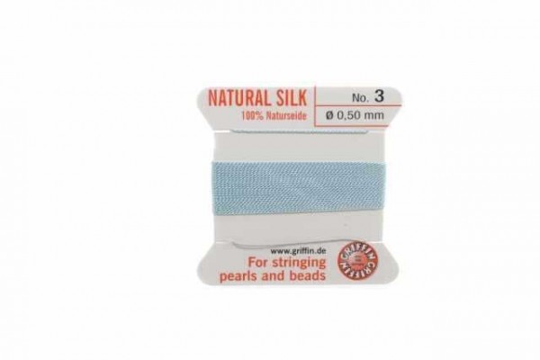 Aufziehseide No.3, 0,50mm/2m mit Nadel, hellblau