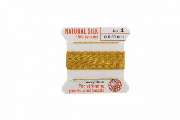 Aufziehseide No.4, 0,60mm/2m mit Nadel, gelbgold