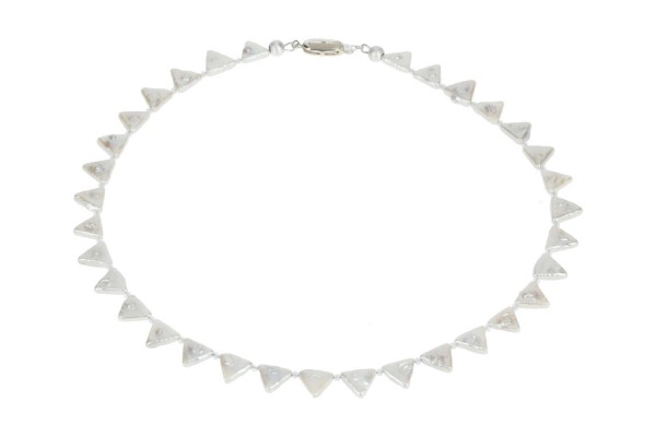 Perlenkette 10mm/50cm Dreiecksperlen mit Silberschließe