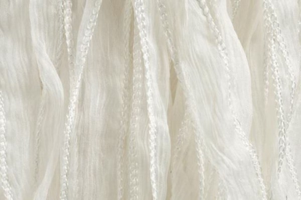 Seidenband fairy 110x1,5cm, Crinkle Chiffonseide weiß