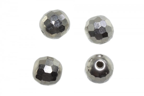 Kugel 10mm facettiert 128-cut mit 2mm-Loch, AG 925