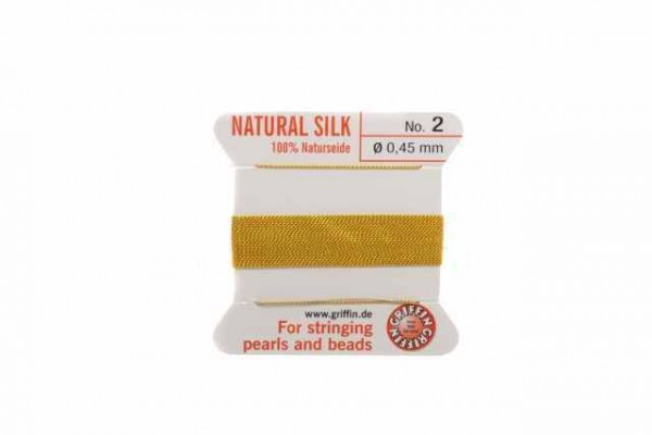 Aufziehseide No.2, 0,45mm/2m mit Nadel, gelbgold