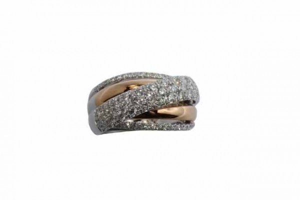 Diamant Ring in 18K Rosé- und Weißgold mit 103 Brillanten 1,75ct TW-vsi Größe 59
