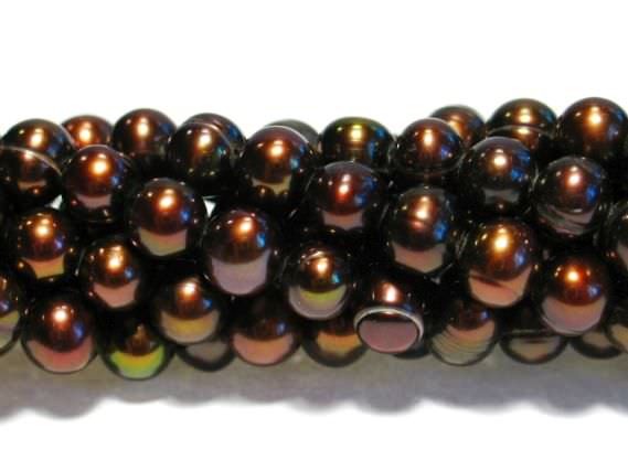 Potatoestrang 6-7mm/40cm, Süßwasser-Zuchtperle gold-braun