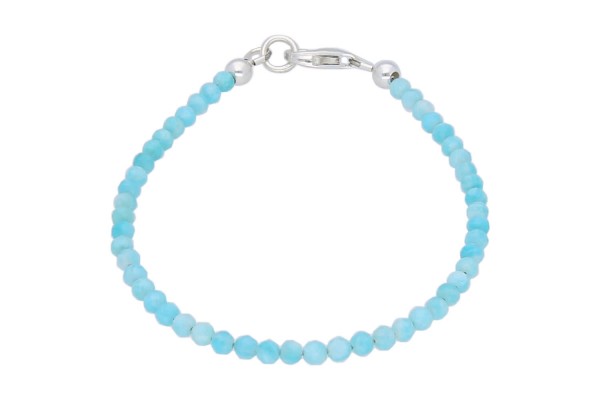 Amazonit Kugelarmband facettiert 3mm/18cm mit Schließe aus Sterlingsilber