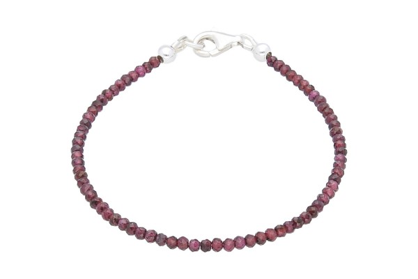 Granat Kugel-Armband facettiert 2,5mm/18cm mit Karabiner Silber 925