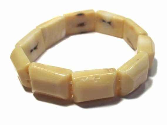 Koralle beige natur Square-Armband, doppelt gebohrt, 10x14mm